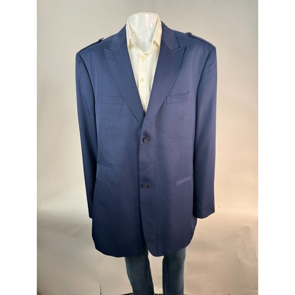 Diamond Threads Military Styled Jacket Size 48L Navy Blue Lined Polyester - Picture 11 of 16